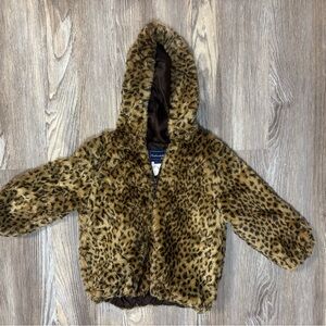Girls Vintage Rothschild Leopard Fuzzy Jacket - 4T